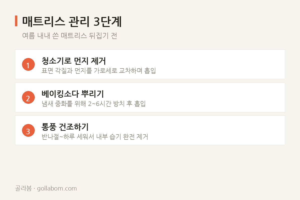 매트리스 관리 3단계 — 여름 내내 쓴 매트리스 뒤집기 전