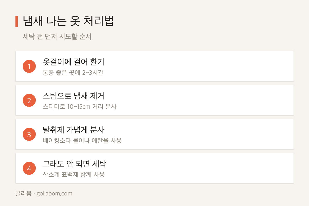 냄새 나는 옷 처리법 — 세탁 전 먼저 시도할 순서