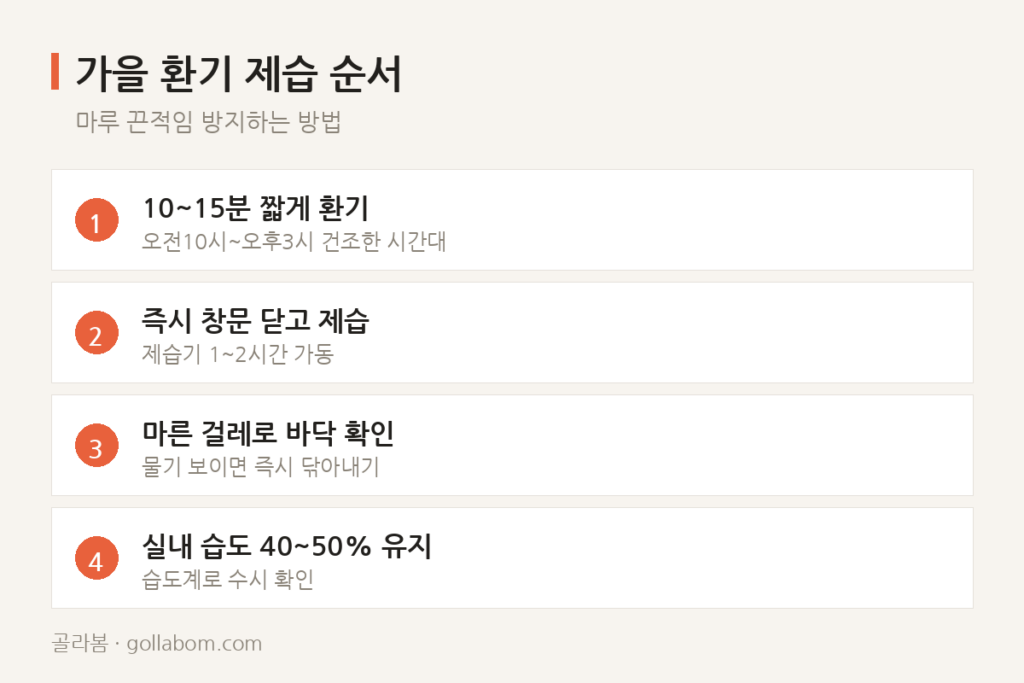 가을 환기 후 마루바닥이 끈적해졌다면
