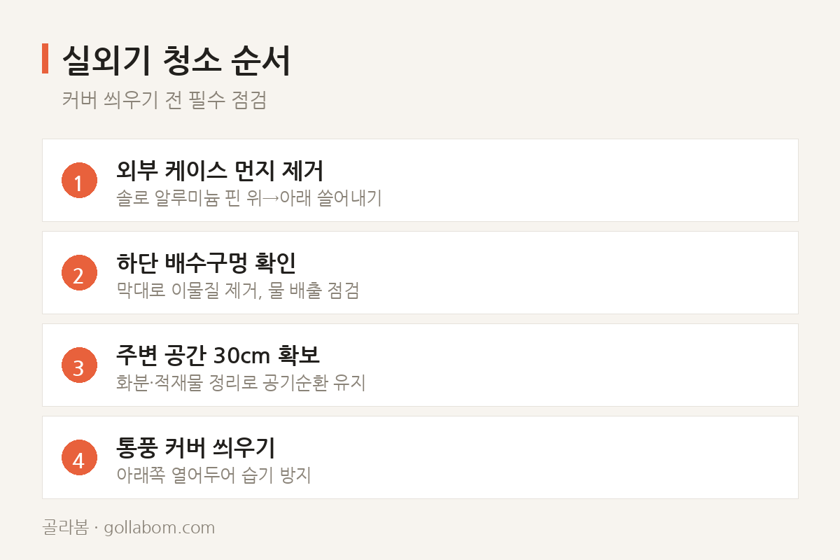 실외기 청소 순서 — 커버 씌우기 전 필수 점검