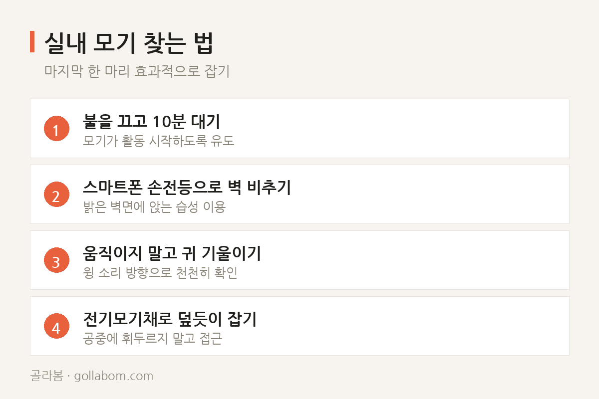 실내 모기 찾는 법 — 마지막 한 마리 효과적으로 잡기